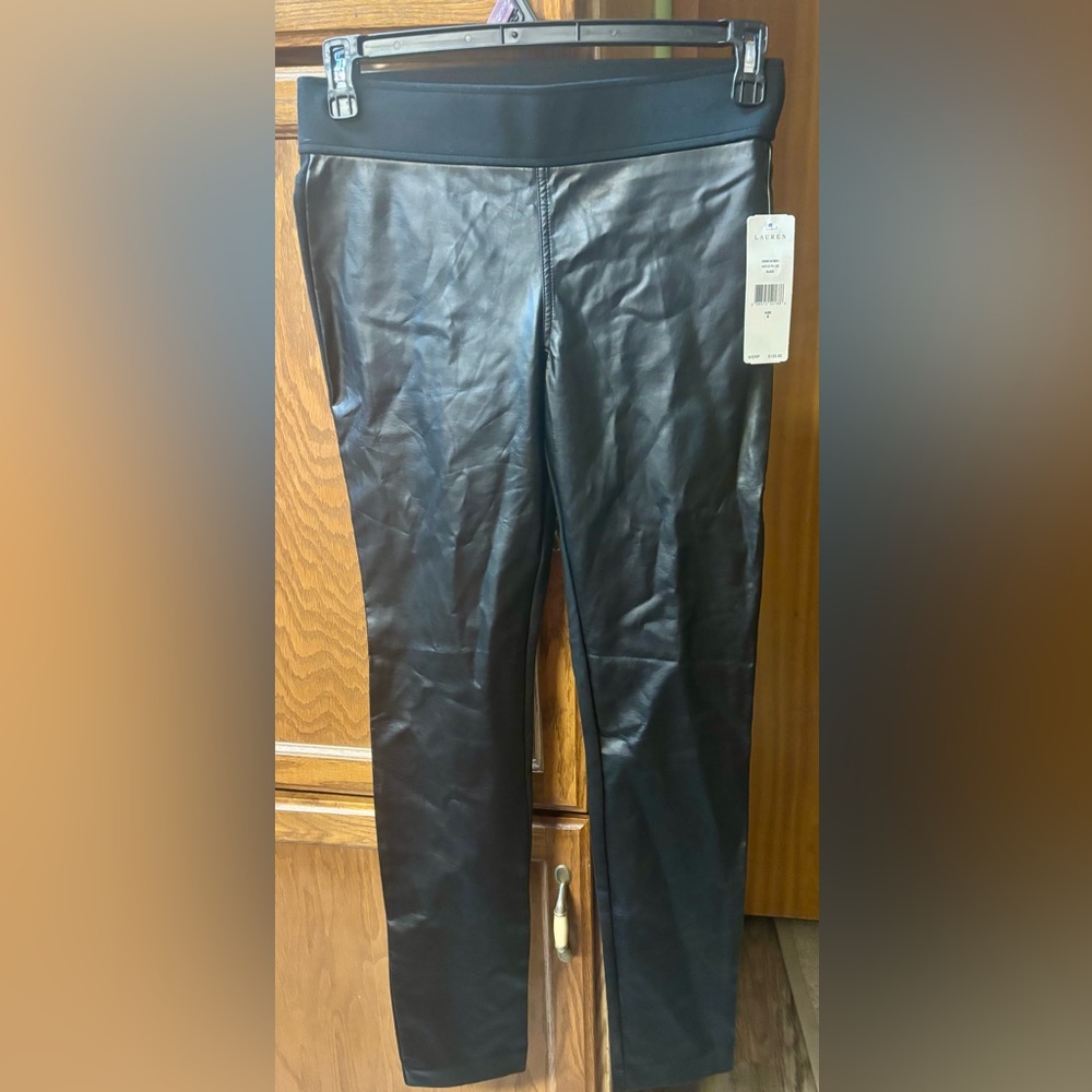 Lauren Ralph Lauren Black Pleather Leggings- NWT- size 6